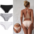 3-PAK A&B Intimates Ribbed Romance – bawełniane koronkowe figi (Zestaw 3 kolorów)