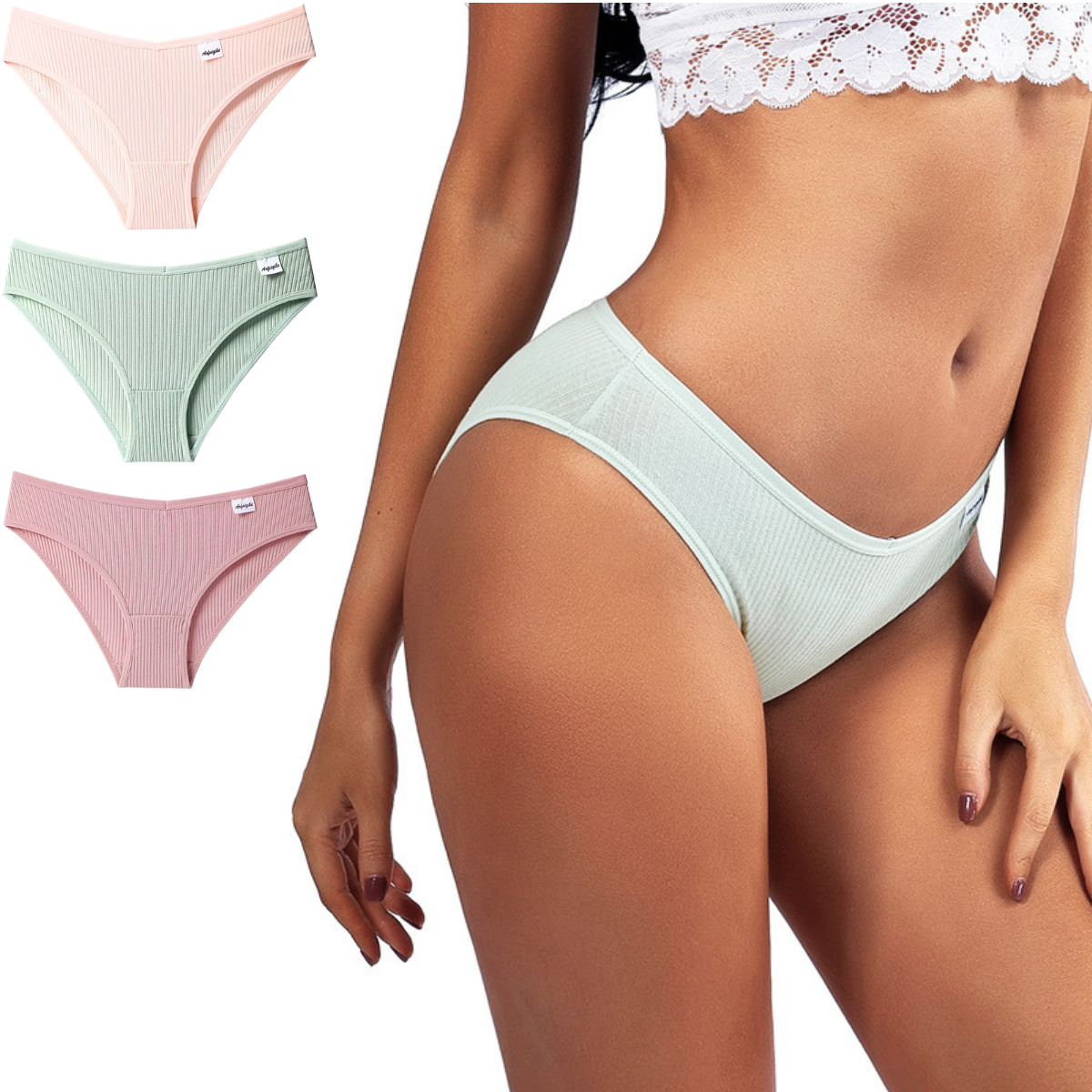 3-PAK A&B Intimates Ribbed Essential – figi bawełniane (Zestaw 3 kolorów)