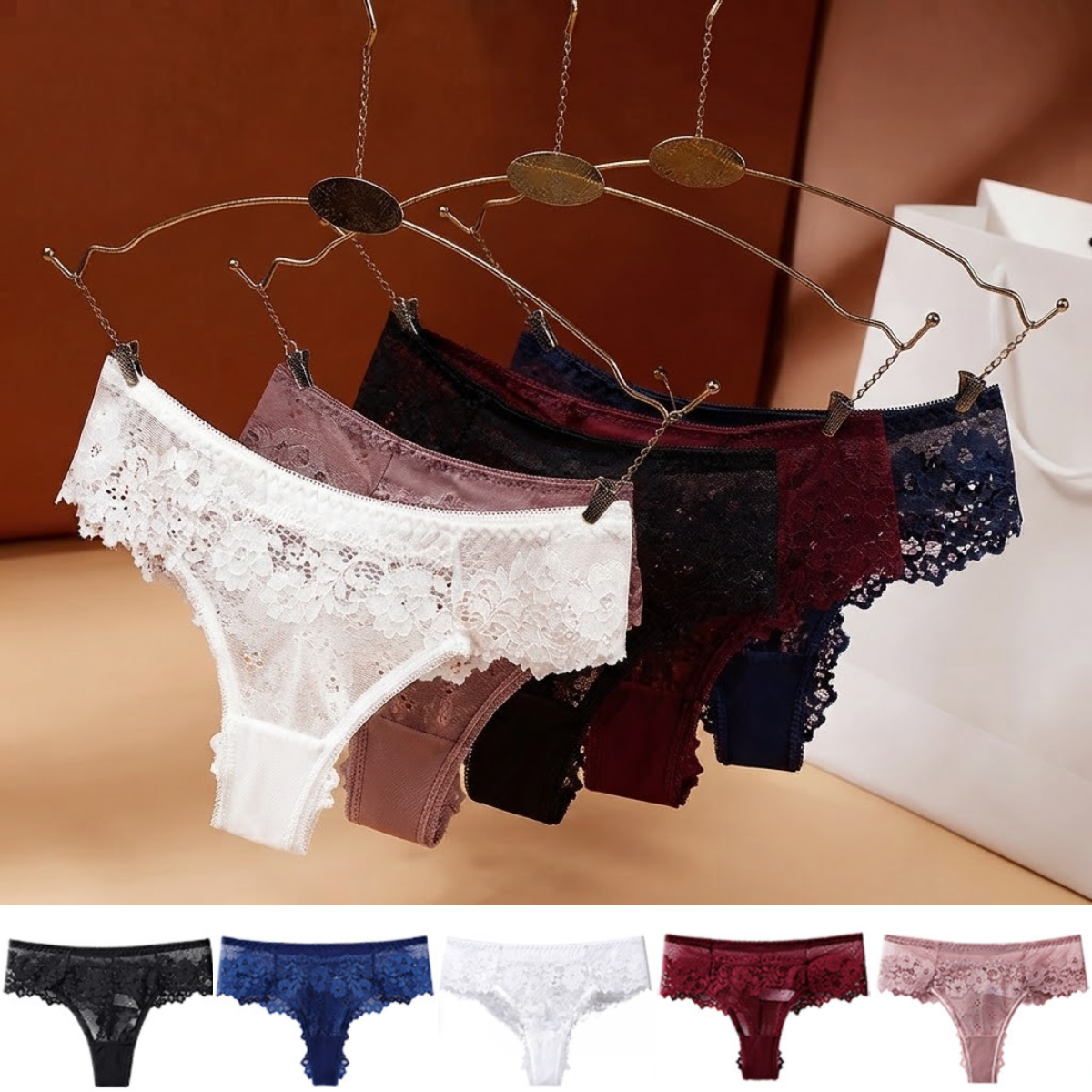 5-PAK A&B Intimates Midnight Charm – koronkowe figi (Zestaw 5 kolorów)