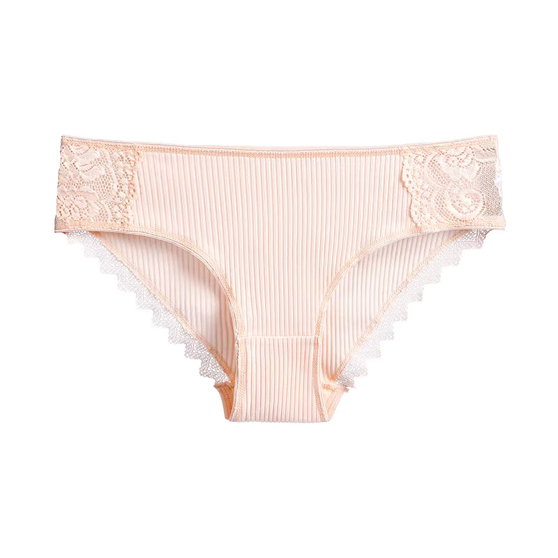 3-PAK A&B Intimates Ribbed Romance – bawełniane koronkowe figi (Zestaw 3 kolorów)