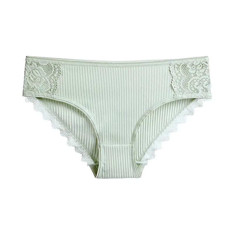 3-PAK A&B Intimates Ribbed Romance – bawełniane koronkowe figi (Zestaw 3 kolorów)