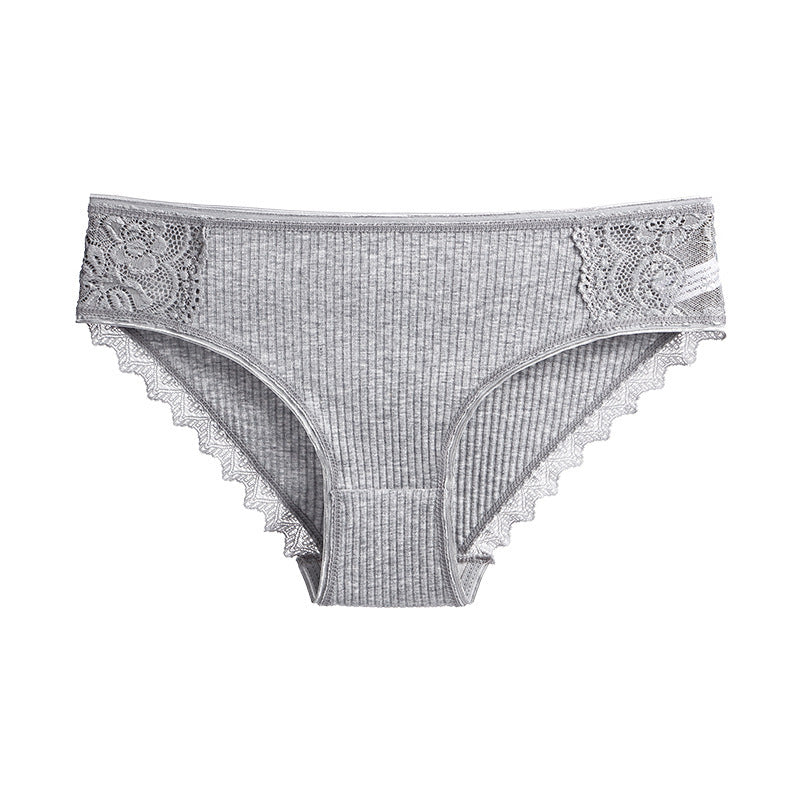 3-PAK A&B Intimates Ribbed Romance – bawełniane koronkowe figi (Zestaw 3 kolorów)