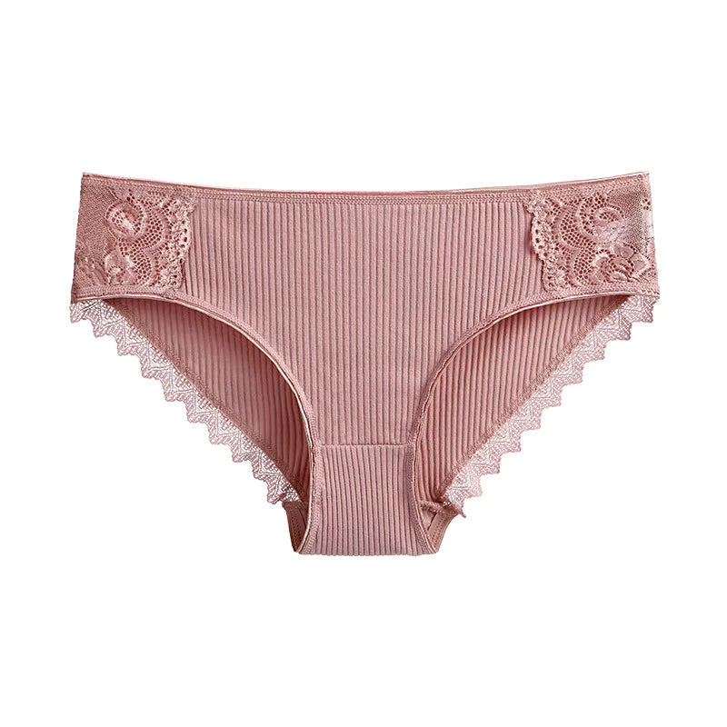 3-PAK A&B Intimates Ribbed Romance – bawełniane koronkowe figi (Zestaw 3 kolorów)