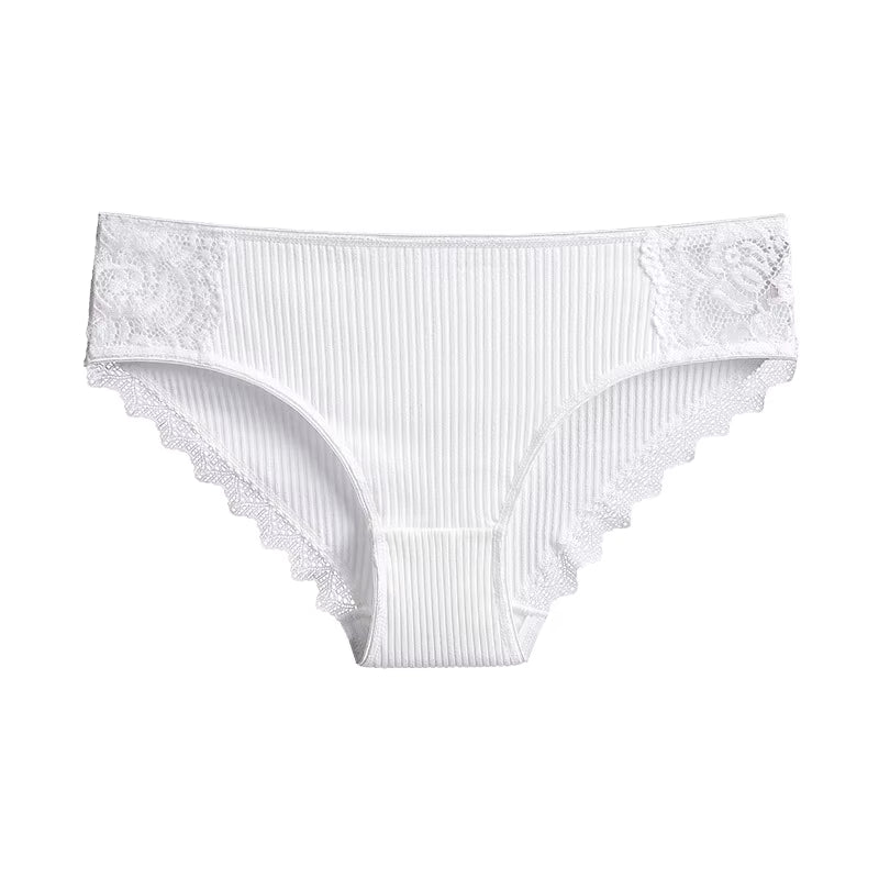 3-PAK A&B Intimates Ribbed Romance – bawełniane koronkowe figi (Zestaw 3 kolorów)