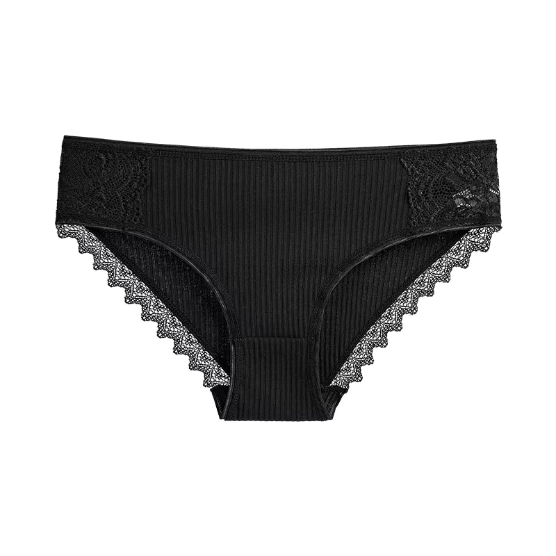 3-PAK A&B Intimates Ribbed Romance – bawełniane koronkowe figi (Zestaw 3 kolorów)